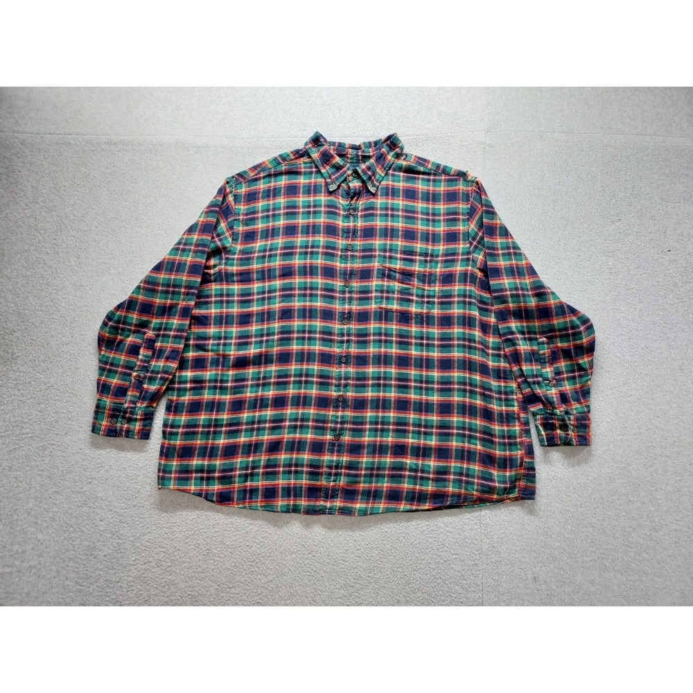 HB Men Shirt 2XL Multicolor Plaid Button Down Chest Pocket Long Sleeve Outdoor